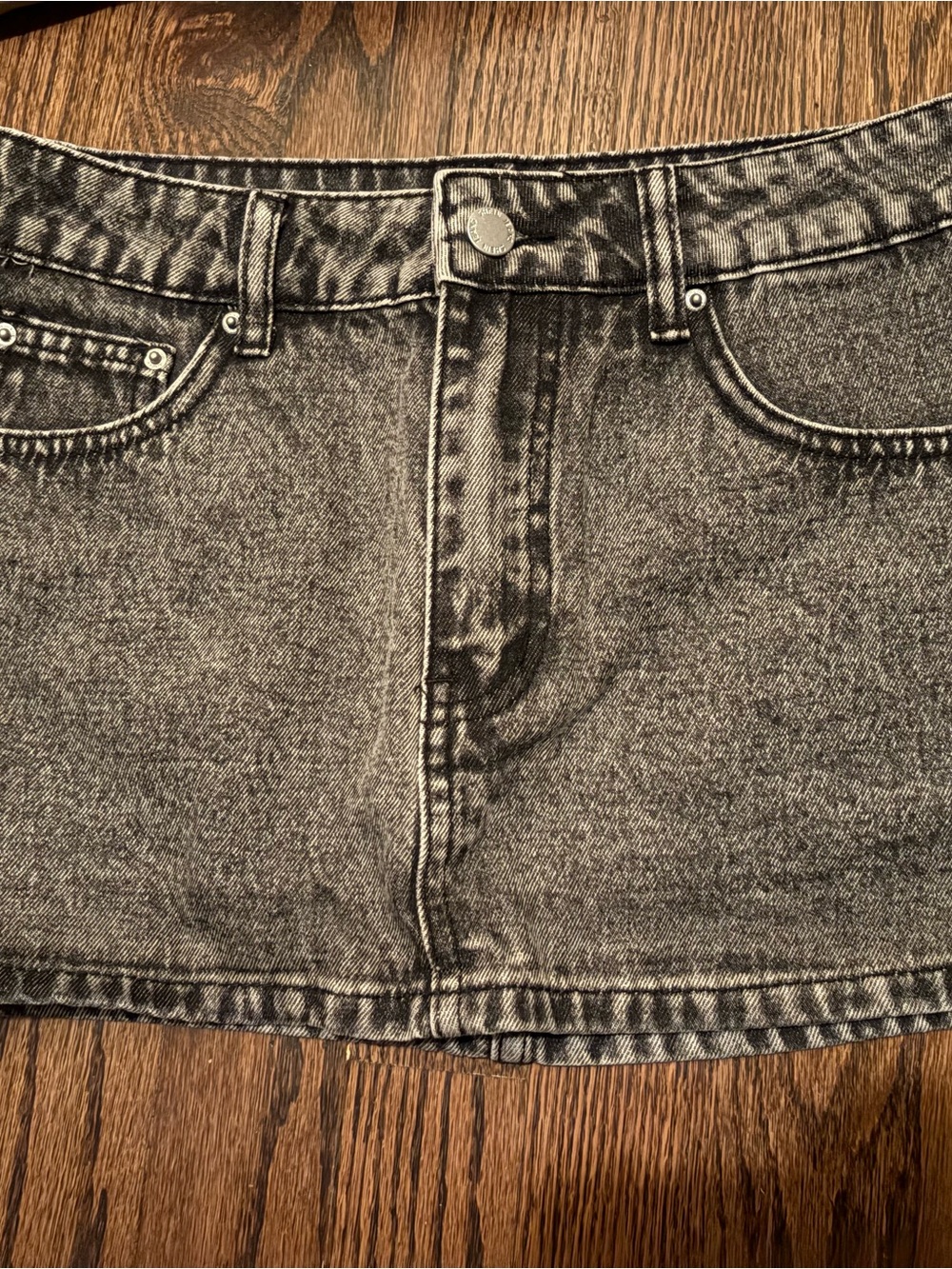 High-Rise Gray Denim Mini Skirt